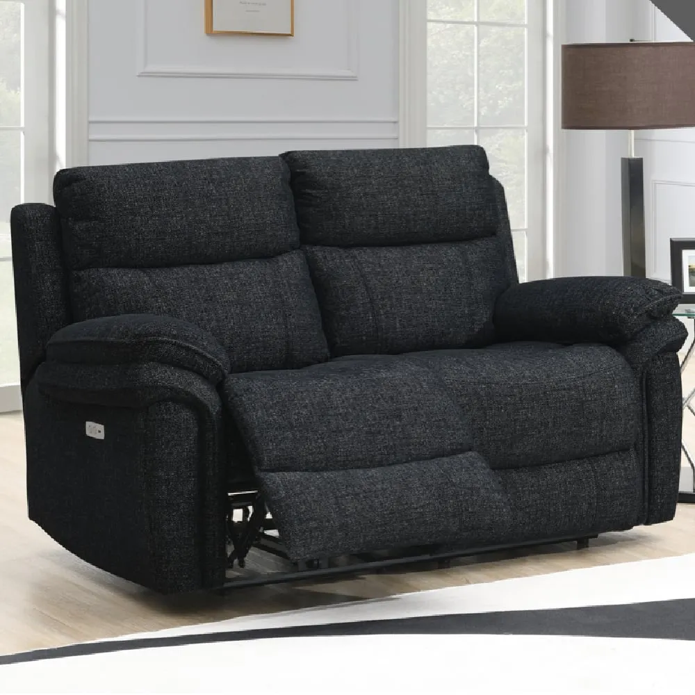 Hialeah 2-Seater Electric Recliner Sofa - Black, Fabric