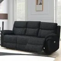 Hialeah 3-Seater Electric Recliner Sofa - Black, Fabric