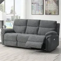Hialeah 3-Seater Electric Recliner Sofa - Grey, Fabric
