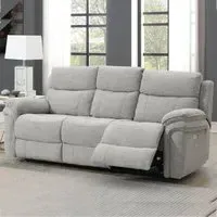 Hialeah 3-Seater Electric Recliner Sofa - Grey, Fabric