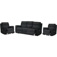Hialeah 3+1+1 Seater Electric Recliner Sofa Set - Black, Fabric