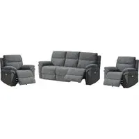 Hialeah 3+1+1 Seater Electric Recliner Sofa Set - Dark Grey, Fabric