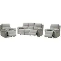 Hialeah 3+1+1 Seater Electric Recliner Sofa Set - Light Grey, Fabric