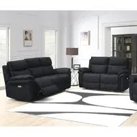 Hialeah 3+2 Seater Electric Recliner Sofa Set - Black, Fabric