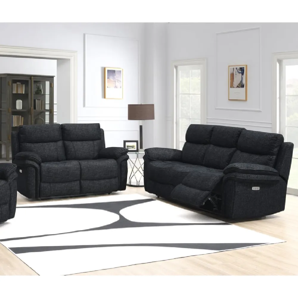 Hialeah 3+2 Seater Electric Recliner Sofa Set - Black, Fabric