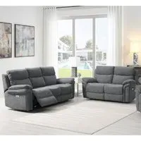 Hialeah 3+2 Seater Electric Recliner Sofa Set - Dark Grey, Fabric
