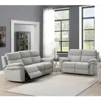 Hialeah 3+2 Seater Electric Recliner Sofa Set - Light Grey, Fabric