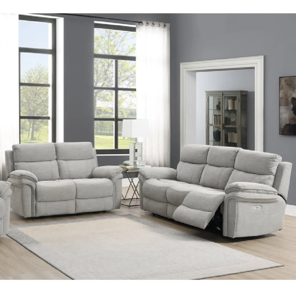 Hialeah 3+2 Seater Electric Recliner Sofa Set - Light Grey, Fabric