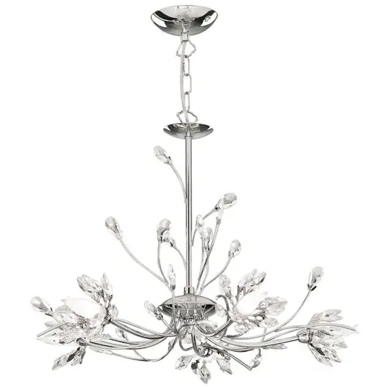 Hibiscus 5 Light Pendant Light - Chrome, Clear