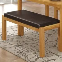 Hidalgo Dining Bench with Leather Seat - Natural Oak alternate view