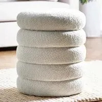 Hidalgo Fabric Storage Stool - Beige