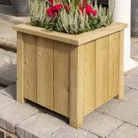 Hidalgo Square Outdoor Planter - Natural, Timber alternate view