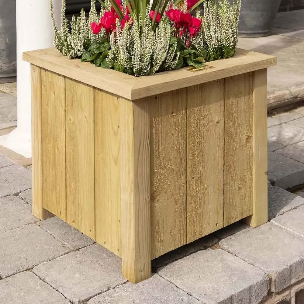 Hidalgo Square Outdoor Planter - Natural, Timber product