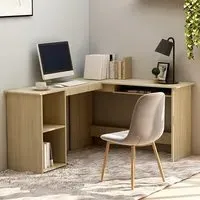 Hieu L-Shaped Computer Desk with Storage - Sonoma Oak