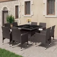 Highbury 9 Piece Garden Dining Set - Brown, Poly Rattan