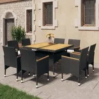 Highbury 9 Piece Garden Dining Set - Brown, Poly Rattan
