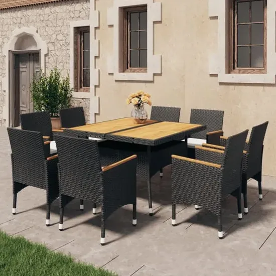 Highbury 9 Piece Garden Dining Set - Brown, Poly Rattan