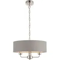 Highclere 3 Light Pendant Light - Charcoal, Bright Nickel