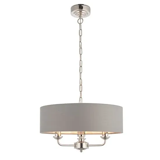 Highclere 3 Light Pendant Light - Charcoal, Bright Nickel image
