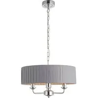Highclere 3 Light Pendant Light - Charcoal, Fabric