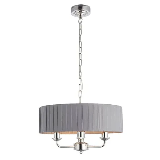 Highclere 3 Light Pendant Light - Charcoal, Fabric image