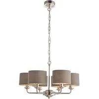 Highclere 6 Light Multi Arm Pendant - Charcoal, Bright Nickel