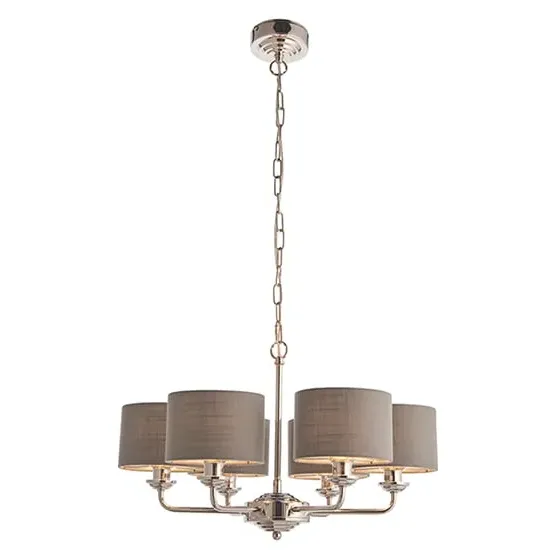 Highclere 6 Light Multi Arm Pendant - Charcoal, Bright Nickel