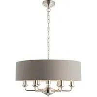 Highclere 6 Light Pendant Light - Charcoal, Bright Nickel
