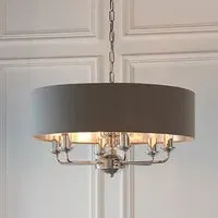 Highclere 8 Light Pendant Light - Charcoal, Bright Nickel
