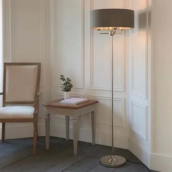 Highclere Floor Lamp - Charcoal, Linen