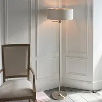 Highclere Floor Lamp with Linen Shade - Natural, Brushed Chrome alternate view