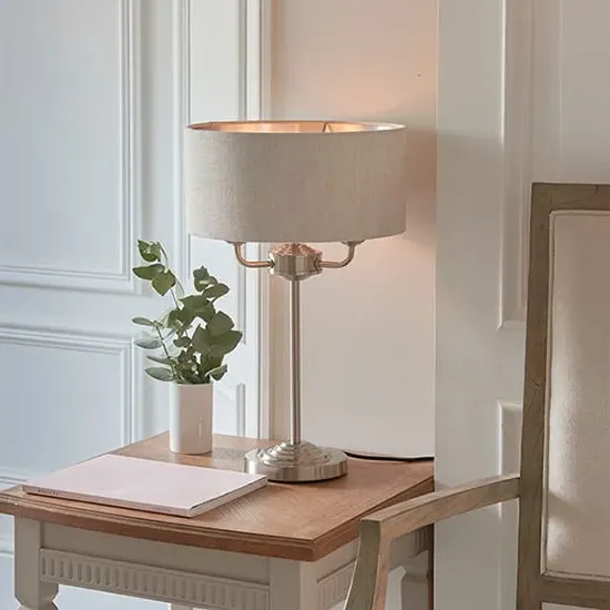 Highclere Table Lamp - Natural, Linen image