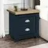 Highland 2 Drawer Bedside Cabinet - Navy Blue, Oak