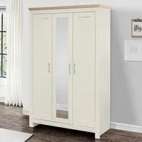 Highland 3-Door Wardrobe - Cream, Oak