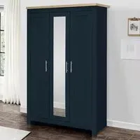 Highland 3-Door Wardrobe - Navy Blue, Oak