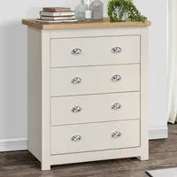 Highland Chest of 4 Drawers - Cream, Oak
