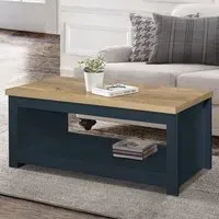 Highland Coffee Table with Undershelf - Blue, Oak