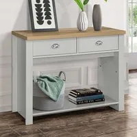 Highland Console Table with 2 Drawers - Grey, Oak