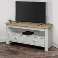 Highland Corner TV Stand with 2 Drawers - Grey, Oak