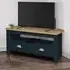 Highland Corner TV Stand with 2 Drawers - Navy Blue, Oak