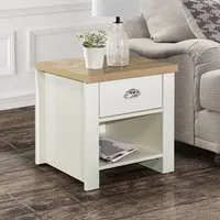 Highland Lamp Table with 1 Drawer - Cream, Oak