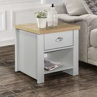 Highland Lamp Table with 1 Drawer - Grey, Oak