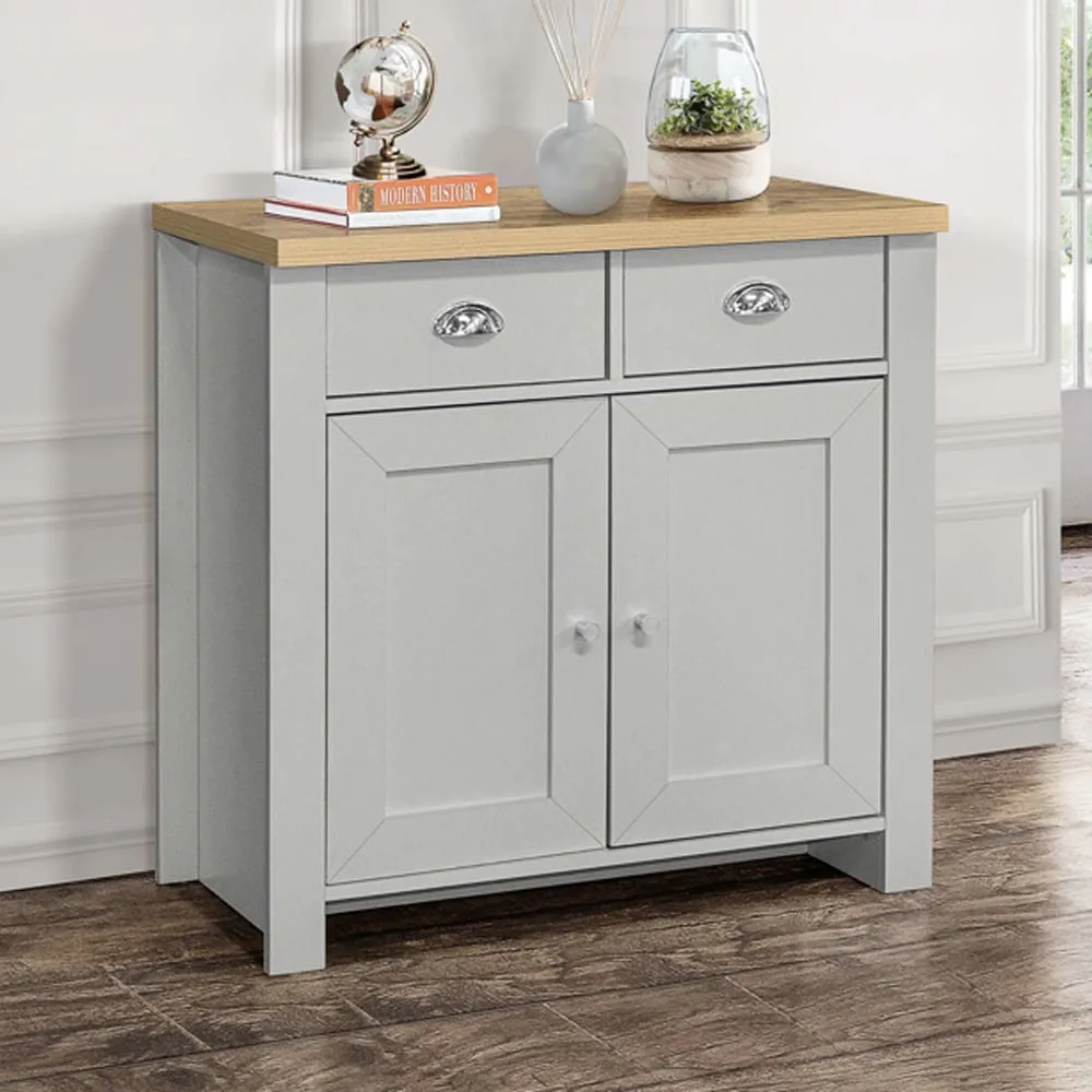 Highland Sideboard with 2 Doors 2 Drawers - Grey, Oak