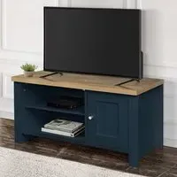 Highland TV Stand with 1 Door - Navy Blue, Oak