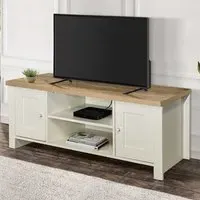 Highland TV Stand with 2 Doors - Cream, Oak
