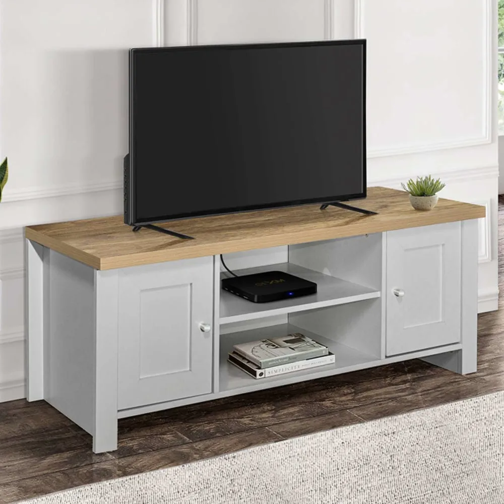 Highland TV Stand with 2 Doors - Grey, Oak