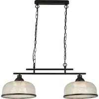 Highworth 2 Light Holophane Glass Pendant Light - Black