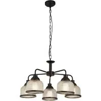 Highworth 5 Light Holophane Glass Pendant Light - Black
