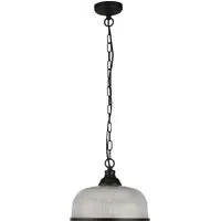 Highworth Holophane Glass Pendant Light - Matt Black