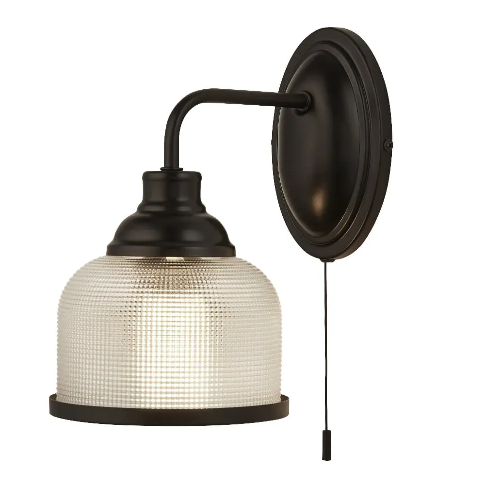 Highworth Holophane Glass Wall Light - Black image